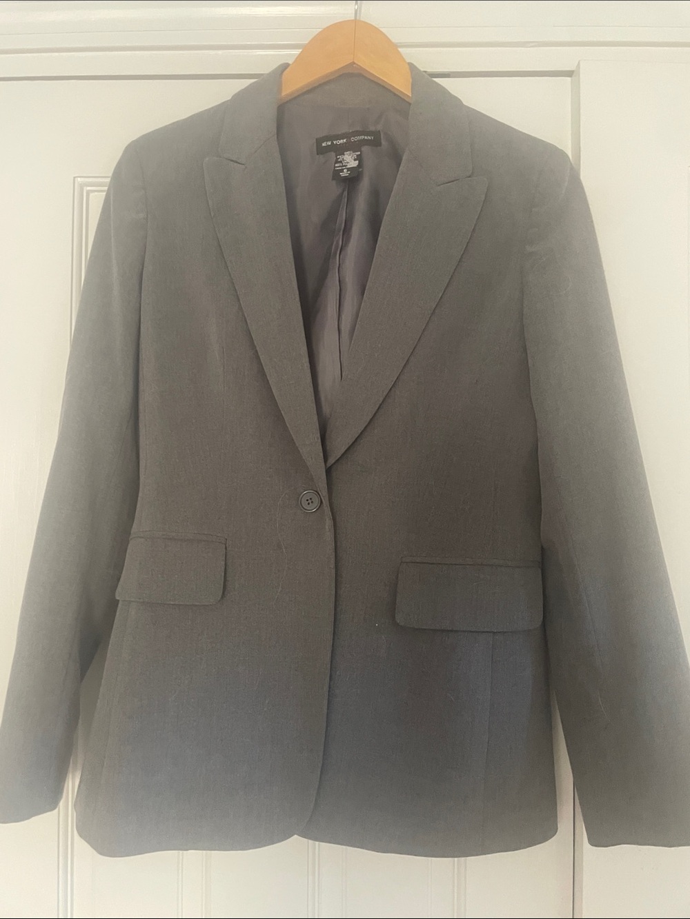 New York & Company Charcoal Single-Button Blazer